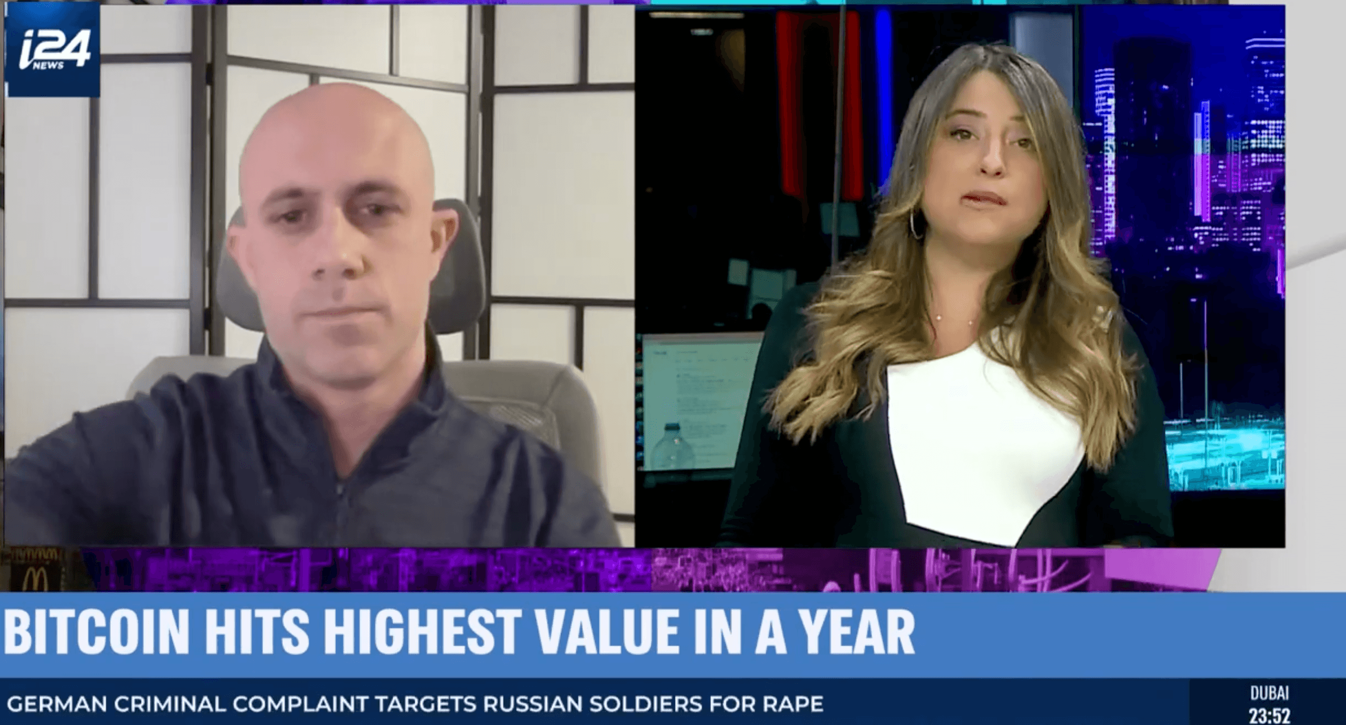 Brian Nibley on i24 News discussing Bitcoin